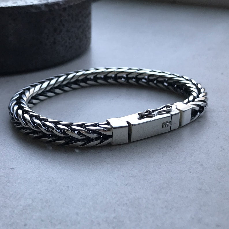 Oxidized Sterling Silver Men's Bracelet: Handmade Bangle
