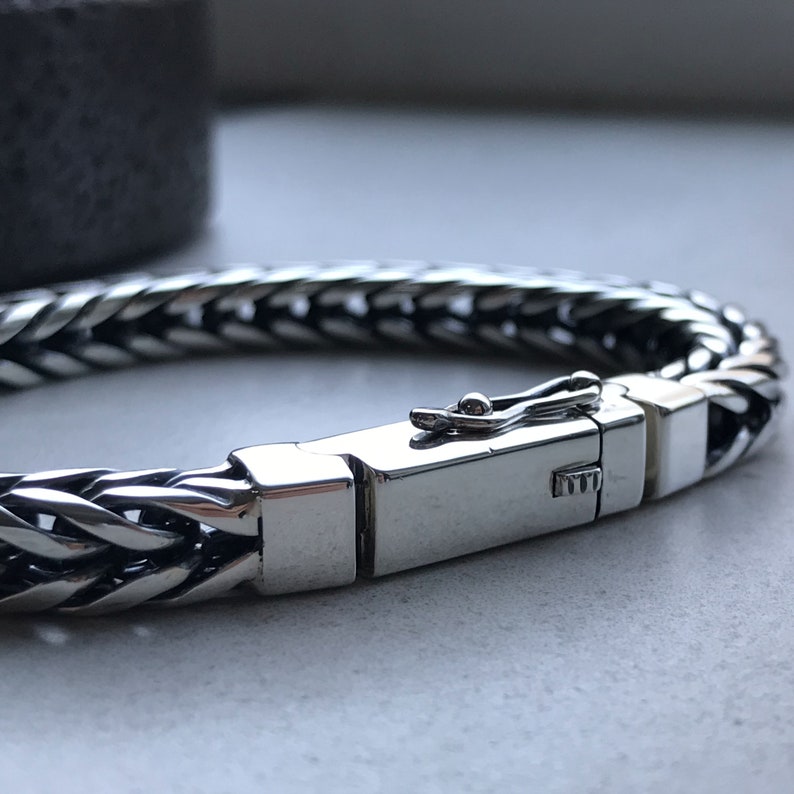 Oxidized Sterling Silver Men's Bracelet: Handmade Bangle