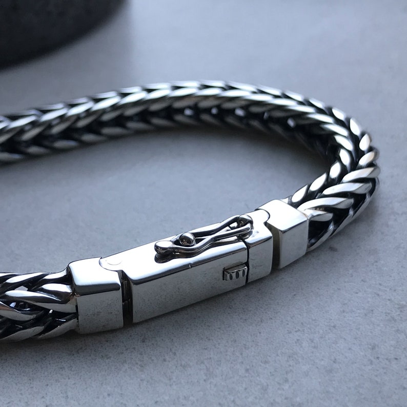 Oxidized Sterling Silver Men's Bracelet: Handmade Bangle