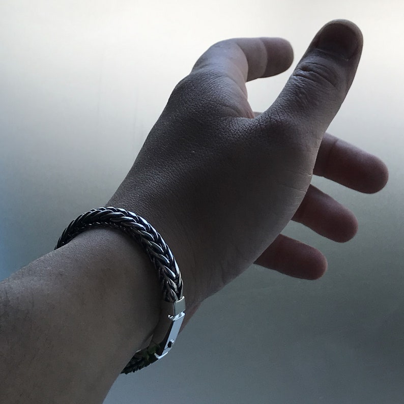 Oxidized Sterling Silver Men's Bracelet: Handmade Bangle