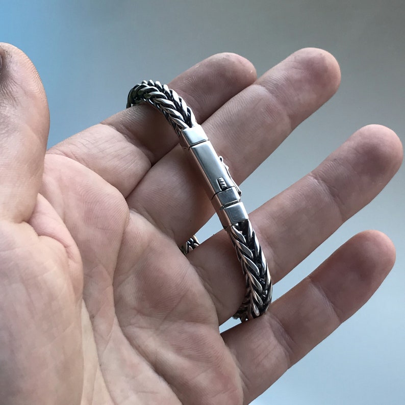 Oxidized Sterling Silver Men's Bracelet: Handmade Bangle